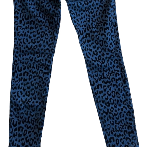 Free People Blue Leopard Print Skinny Jeans Size 29 Women's Denim Animal Print - Picture 9 of 12